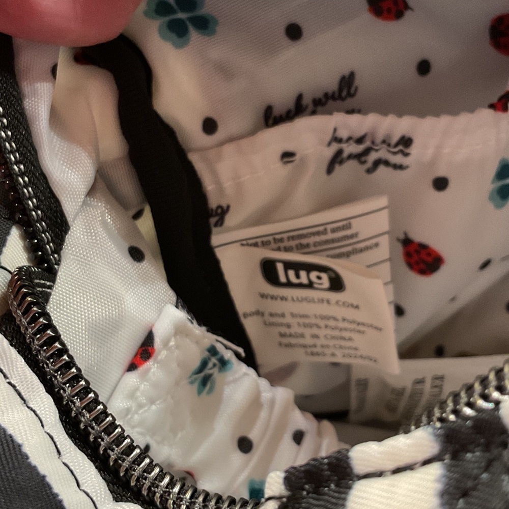 Lug Black and White Striped Crossbody with Ladybug Design - Picture 2 of 10